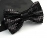 Black Glitter Sequin Clip-on Bowtie Dance Party Men Women Boys Girls Bow Tie Costume Accessory