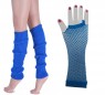 Coobey 80s Neon  Fishnet Gloves  Leg Warmers accessory set Blue