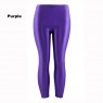 Purple 80s Shiny Neon Costume Leggings Stretch Fluro Metallic Pants Gym Yoga Dance