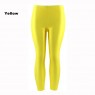 Yellow 80s Shiny Neon Costume Leggings Stretch Fluro Metallic Pants Gym Yoga Dance