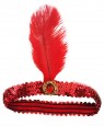 Red 1920s Headband Feather Vintage Bridal Great Gatsby Flapper Headpiece gangster ladies