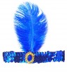 Blue 1920s Headband Feather Vintage Bridal Great Gatsby Flapper Headpiece gangster ladies