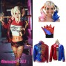 Harley Quinn Harlequin Suicide Squad Full Costume Set Plus Wigs and Gloves