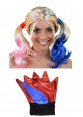 Harley Quinn Wig Gloves Halloween Cosplay Adult Women Batman Suicide Squad Accessory