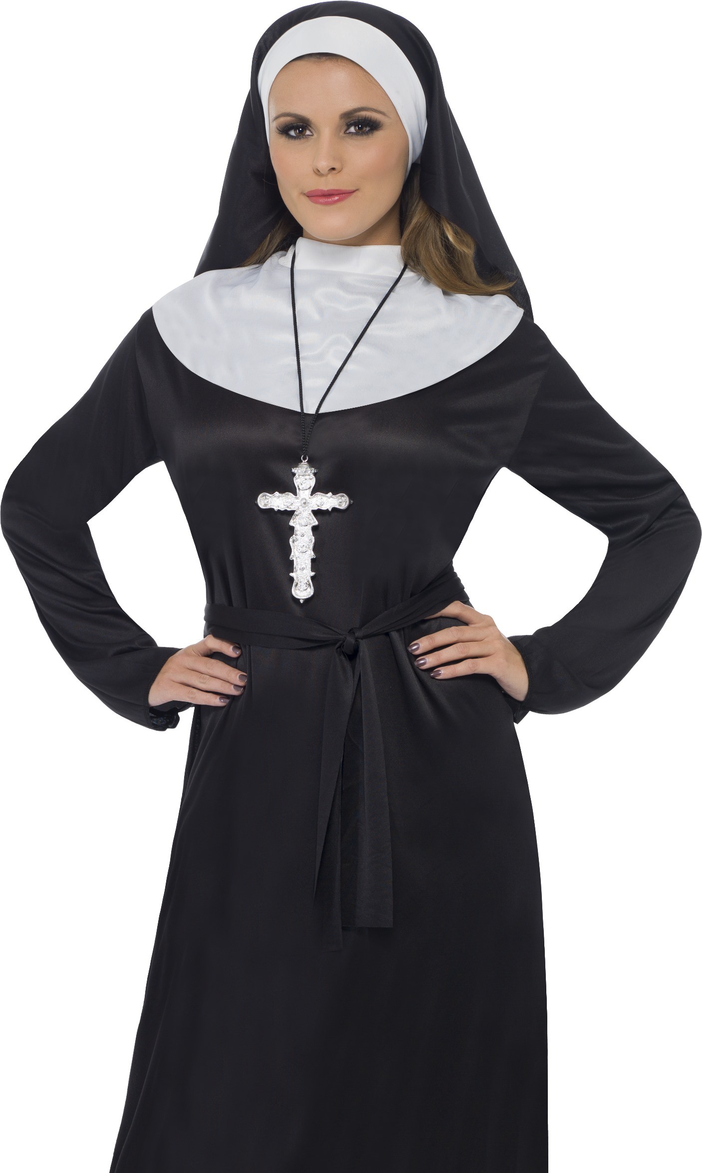 Silver Cross Necklace Nun Vicar Priest Men Ladies Fancy Dress Costume Halloween