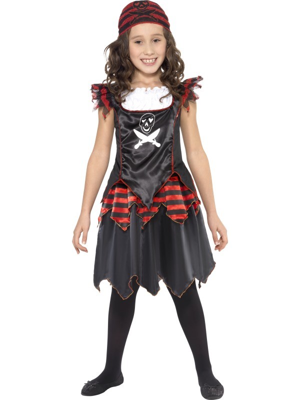 Child Red Pirate Girl Outfit Fancy Dress Costume Book Week Caribbean Kids Girls 