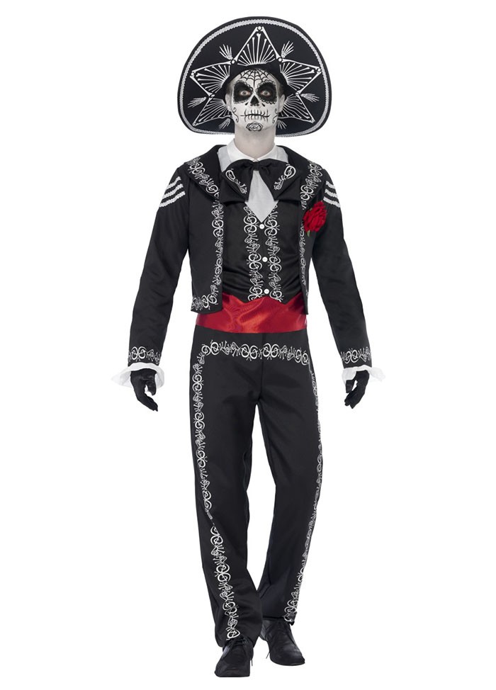 Carry Me Day of the Dead Adults Fancy Dress Mexican Skull Mens Halloween Costume 