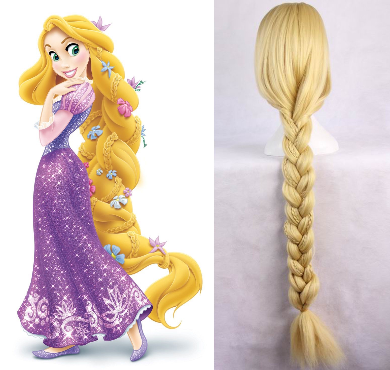 Rapunzel Disney Princess Tangled Story Book Week Women Long Blonde Braid Ha...