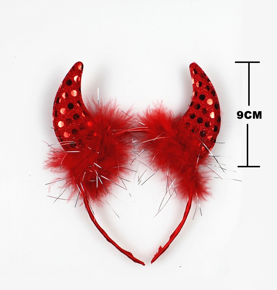 Red Devil Horns Headband And Pitch Fork Satan Trident Costume Accessories