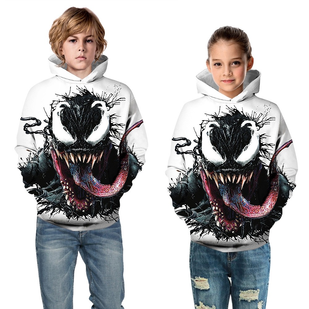 O-Will Spiderman Venom 3D Printed Full Zip Up Masked Costume Hoodie Cosplay Sweatshirts Jackets 
