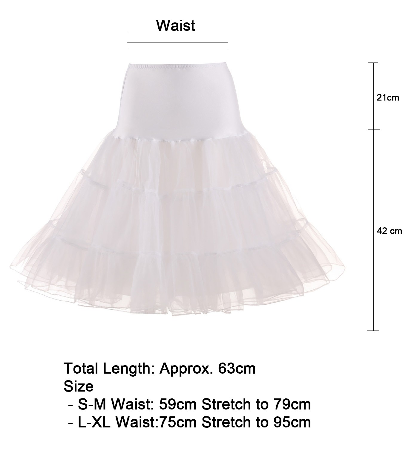 BEAUTELICATE Women’s 1950s Tutu Skirt Petticoat Vintage Crinoline Fullness White Wine Red Black Tea Length S M L 