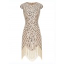 Great Gatsby Charleston Party Costume Beige Flappers Dress