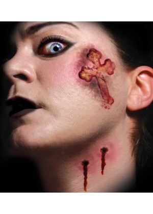 Halloween Trauma Vampire Kiss Scary Face Temporary Tattoo