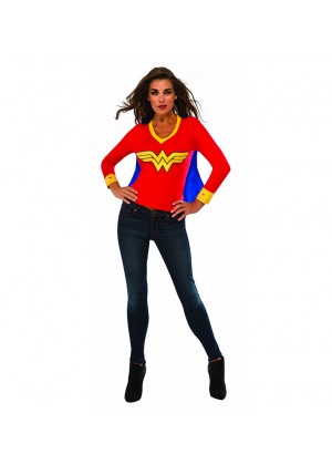 Womens Wonder Woman Tshirt Mask Ladies Super Hero Justice League Fancy Dress Costume Outfit