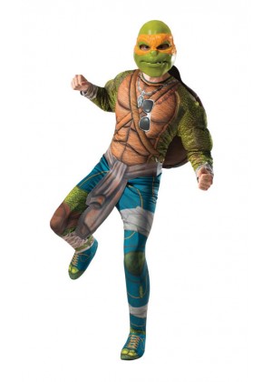 Movie/TV/Cartoon Costumes - TV Show TMNT Teenage Mutant Ninja Turtles Costume Licensed Rubie's Michelangelo Orange