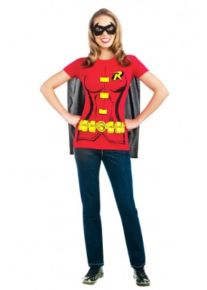 Robin Shirt, Cape & Mask Set Superhero Batman Fancy Dress Costume