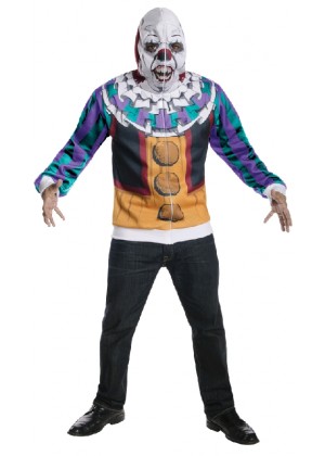 Adult Mens IT Movie Pennywise Dancing Clown Scary Halloween Hoodie Mask Horror Costume