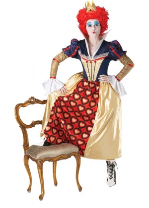 Alice In Wonderland Costumes - Licensed Disney Red Queen Of Hearts Crown Wig Alice in Wonderland Disney Party Fancy Dress Costume Ladies