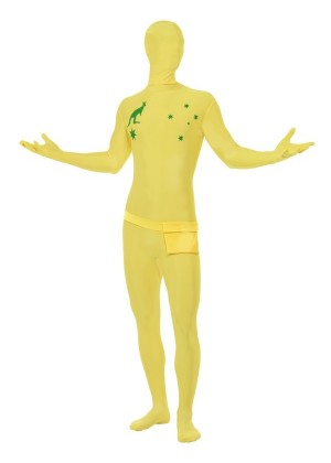 Adult Morph Costume Spandex Body Suit Zentai Lycra Second Skin Costume Green and Gold Australian Flag
