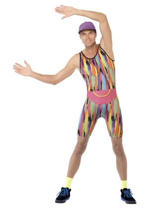 Mr Energizer 1990s 90s Retro TV Fitness Instructor Motivator Mens Costumes Aerobics Instructor Adults 