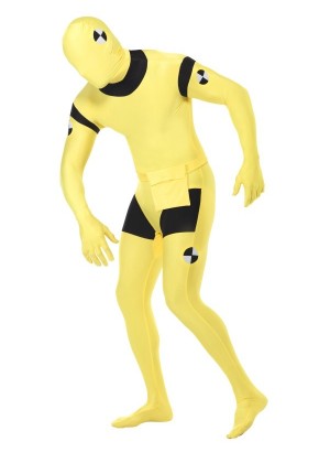 Comedy Stag Do Crash Dummy Adult Morph Costume Spandex Body Suit Zentai Lycra Second Skin Costume