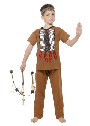 Kids Native Western Warrior Costume Cowboy American Wild West Indian Fancy Dress