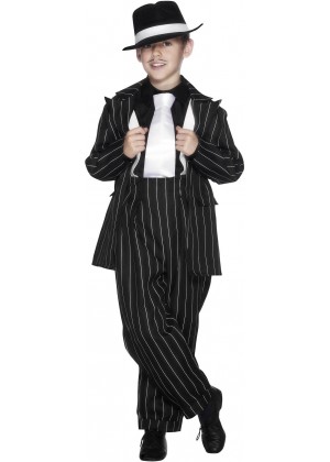 Kids Gatsby Gangster Mob Mobster Costume Zoot Suit 20s Gangsta Pinstripe