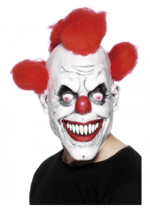Accessories - Scary Clown 3/4 Mask With Hair Horror Circus Halloween Costume Accessory