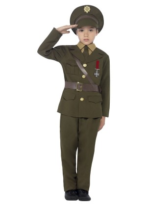 Army Officer Costume Kids Boys Ceremonial Soldier Army Officer WW2 Military Uniform 1940s Navy Fancy Dress Costume