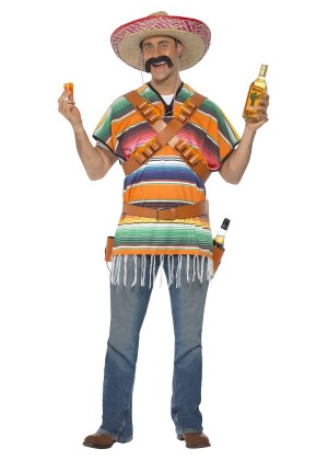 Adult Mens Tequila Shooter Guy Mexican Funnyside Funny Wild West Mexico Fancy Dress Costume