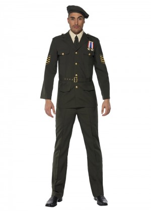 army and FBI costume - Adult Mens Wartime Officer Male Army Smiffys Fancy Dress Costume