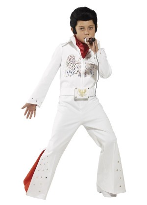 Kids Elvis Presley Jumpsuit Boys Costume 1950's Rock Star Famous Music Singer Fancy Dress