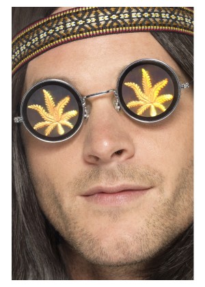 Adult Holographic Marijuana Glasses 1960s 60s Groovy Hippie 70s Hippy Hippie Costume Accessories