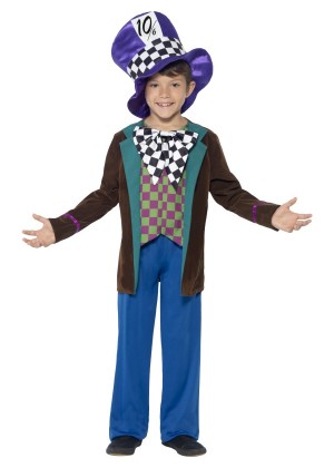 Deluxe Mad Hatter Alice Fancy Costume Boys Child Kids Book Week Storybook Fairytale in Dress Up wonderland