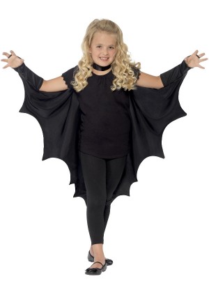 Kids Black Vampire Bat Wings Cape cs44414