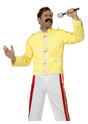 Mens Freddie Mercury Costume Adult 80s Queen Fancy Dress Freddy Rock Star Outfit