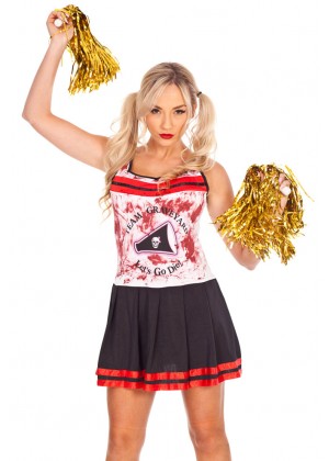 Ladies Halloween Zombie Bloody Cheerleader Costume
