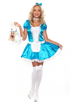 Alice In Wonderland Costumes - Ladies Alice In Wonderland Fancy Dress Halloween Full Outfit Disney Theme Costume