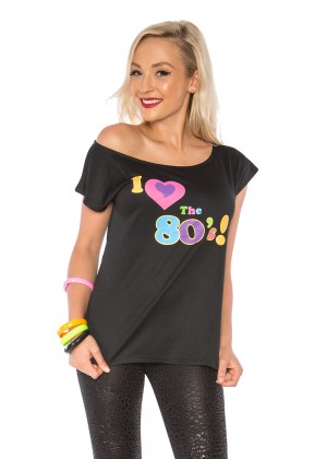 I Love the 80s T-shirt Costume 1980s Fancy Dress Top