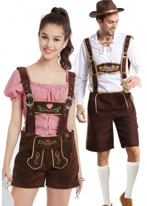 Couple Beer Maid Lederhosen Bavarian Costume