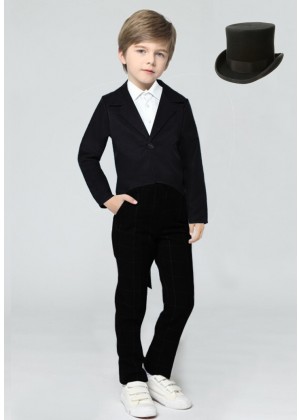 Black Kids Tailcoat Magician With Hat