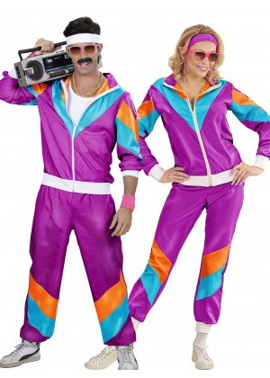 Couple 80s Shell Suit Purple Tracksuit Costume