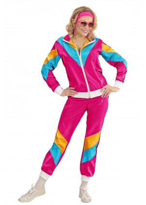 Ladies 80s Shell Suit Light Pink Tracksuit Costume