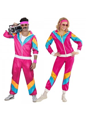 Couples 1980s Hot Pink Shell Suit Tracksuit Costume