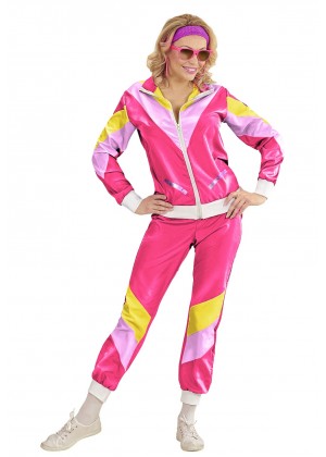 Ladies 80s Shell Suit Hot Pink Tracksuit Costume
