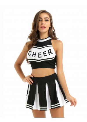 black Cheerleader Girl Uniform Costume lh350black