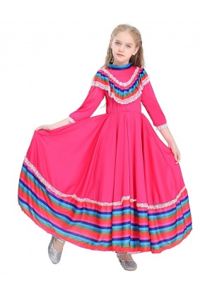 Pink Kids Spanish Flamenco Costume lp1042pink