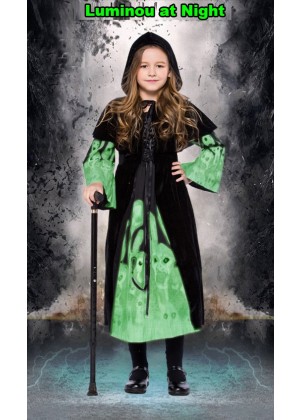 Girls Black Witch Luminous Halloween Costume lp1124