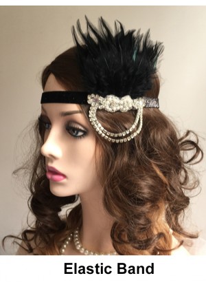 Ladies Black 20s Vintage Flapper Headband lx0247