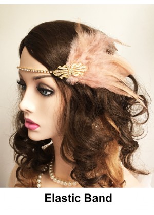 Ladies 20s Headpiece in Apricot color 